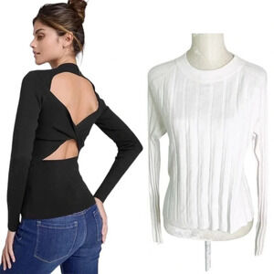 NEW Nordstrom Halogen Twist Open Back Ribbed Sweater White Size L